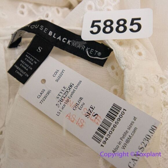 NEW White House Black Market Long-Sleeve White Eyelet Dress, S - Picture 8 of 16